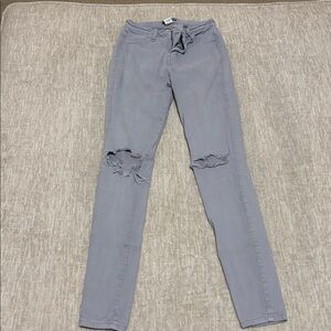 Gray Distressed Skinny Jeans